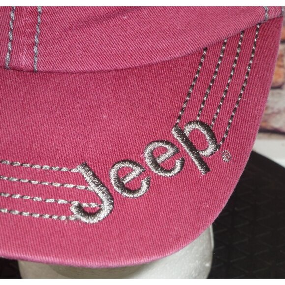 Jeep Maroon Distressed Logo Hat - Picture 2 of 8
